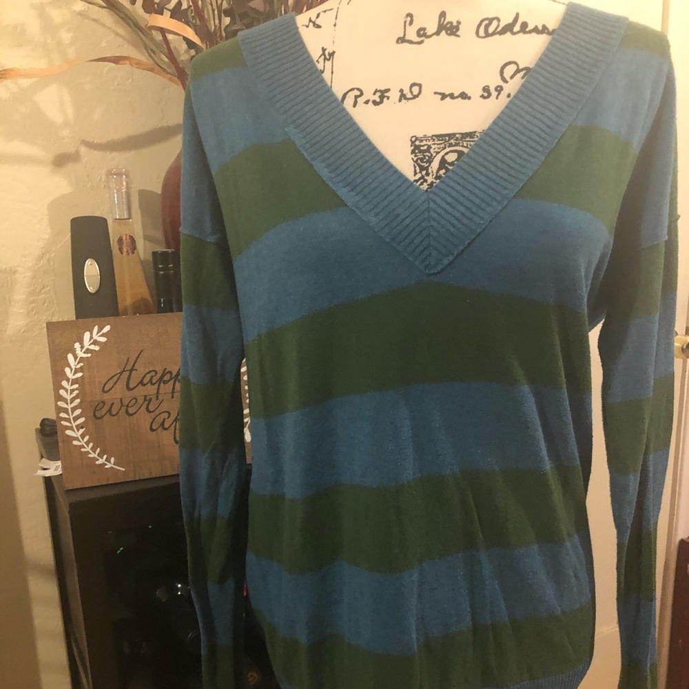 Massimo Blue with Green Stripes Sweater Size: XXL